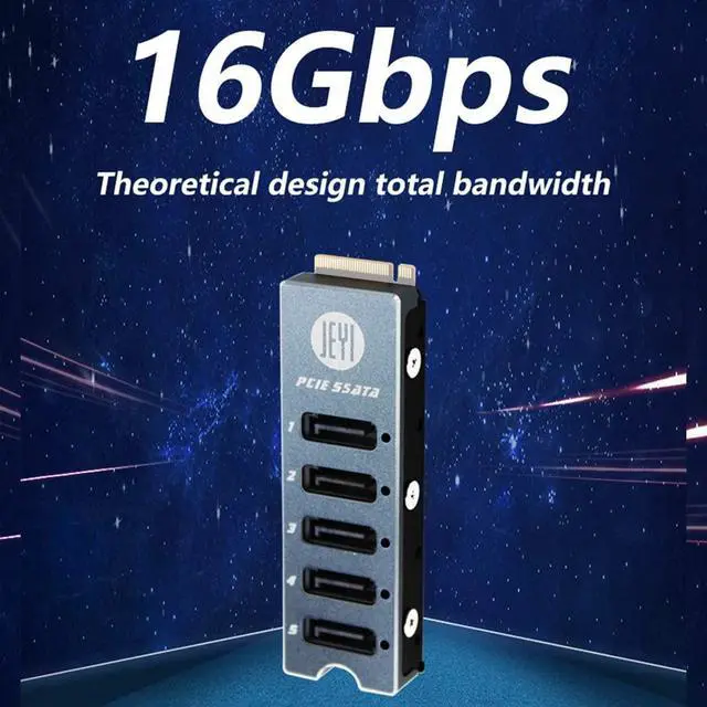 Alt view image 2 of 6 - JEYI M.2 NVME M Key PCI-E 3.0 to 5 Ports SATA 3 Expansion Card 16G JMB585 Chip SATA Disk Array Card Support M. 2 Nvme PCI-E SSD for Raid ThunderBolt3