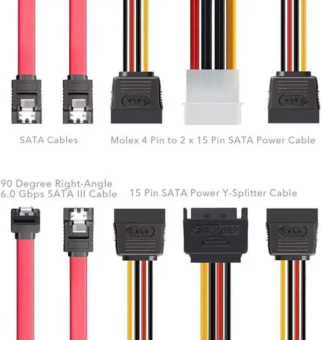 Alt view image 3 of 5 - 2-Bay 2.5 Inch to 3.5 Inch External HDD SSD Metal Mounting Kit Adapter Bracket with SATA Data Power Cables & Screws (with Red SATA Cable)
