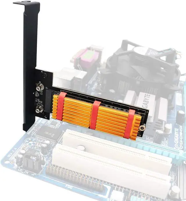 Alt view image 6 of 7 - M.2 PCIe Adapter M Key M.2 NVMe SSD to PCI-e 3.0 x4 Host Controller Expansion Card with Low Profile Bracket with Advanced Heat Sink Solution for 2242 2260 2280 (with Yellow Heatsink)