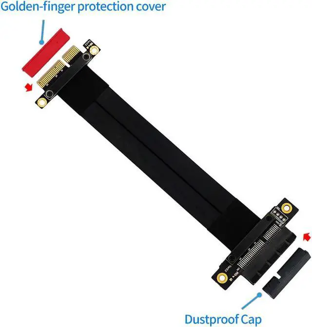 Alt view image 3 of 5 - PCI-E Gen3 Extension Cable PCI Express 3.0 4X Card Adapter Cable Riser Cable 4X for 1U/2U Chassis 20cm (180 Degree Cable)