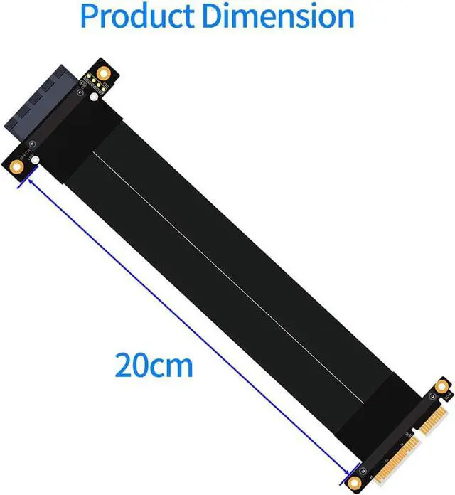 Alt view image 4 of 5 - PCI-E Gen3 Extension Cable PCI Express 3.0 4X Card Adapter Cable Riser Cable 4X for 1U/2U Chassis 20cm (180 Degree Cable)