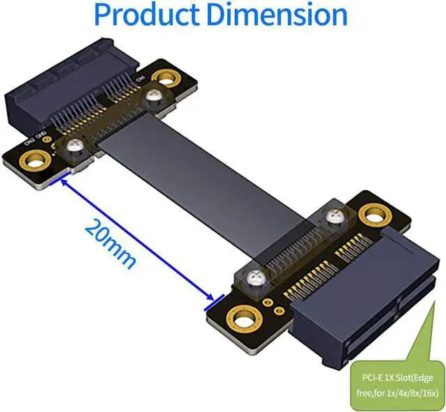 Alt view image 3 of 7 - PCI-e 36PIN 1X Extension Cable Gen3 8Gbps PCI Express 3.0 Card Adapter Cable for 1U/2U Chassis 20CM (Female to Female)