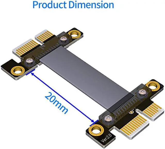 Alt view image 2 of 7 - PCI-e 36PIN 1X Extension Cable Gen3 8Gbps PCI Express 3.0 Card Adapter Cable for 1U/2U Chassis 20CM (Male to Male)