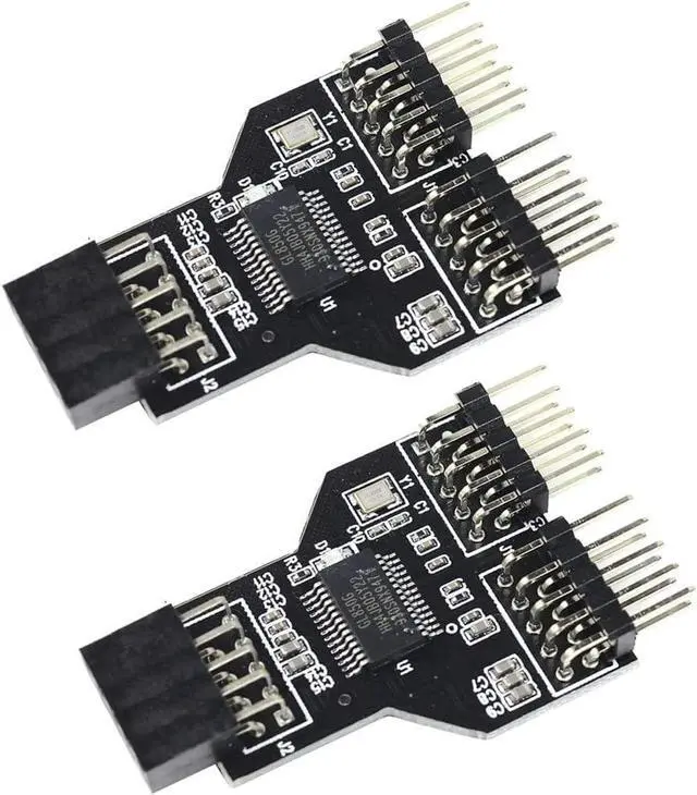 Main image of 9 Pin USB Header Female 1 to 2 Male Board 9-Pin USB HUB USB 2.0 9 Pin Connector Adapter for RGB Splitter with 30cm 60cm Cable (No Cable,2 PCS)