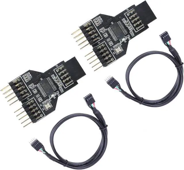 Main image of 9 Pin USB Header Female 1 to 2 Male Board 9-Pin USB HUB USB 2.0 9 Pin Connector Adapter for RGB Splitter with 30cm 60cm Cable (with 30cm Cable,2 PCS)