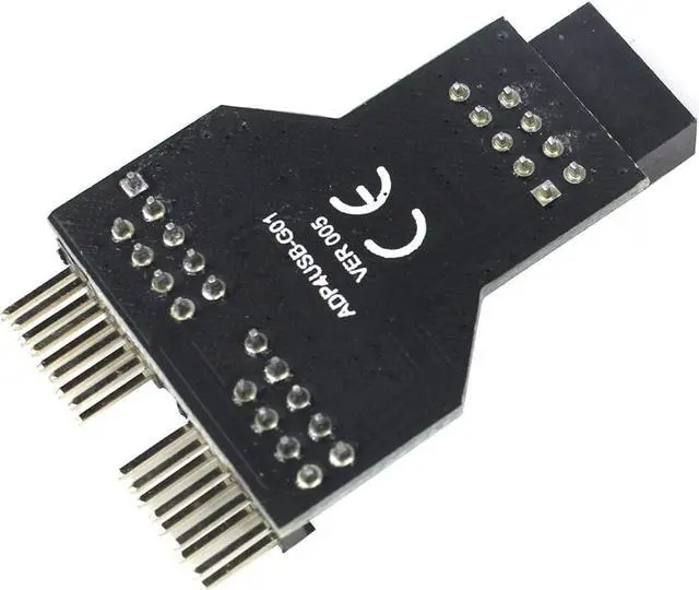 Alt view image 2 of 6 - 9 Pin USB Header Female 1 to 2 Male Board 9-Pin USB HUB USB 2.0 9 Pin Connector Adapter for RGB Splitter with 30cm 60cm Cable (No Cable,1 PCS)