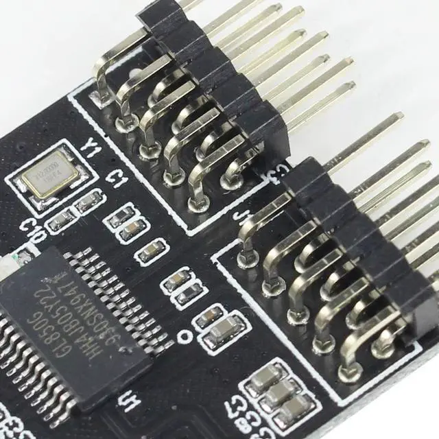 Alt view image 5 of 6 - 9 Pin USB Header Female 1 to 2 Male Board 9-Pin USB HUB USB 2.0 9 Pin Connector Adapter for RGB Splitter with 30cm 60cm Cable (No Cable,1 PCS)