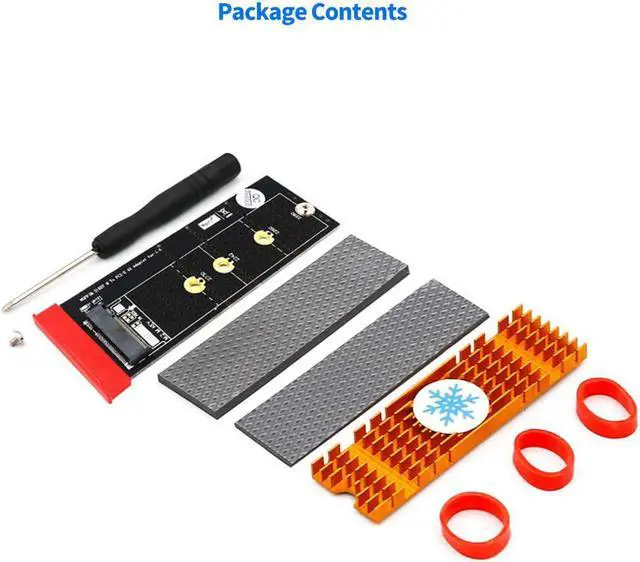 Alt view image 2 of 6 - M.2 Key M NGFF SSD to PCI- E 4X Adapter Converter Card Vertical Installation with Heatsink CPU RGB Heatsink Heatsink Thermal Pad for M.2 (M Key) NVMe 2280 2260 2242 2230 (with Golden Heatsink)