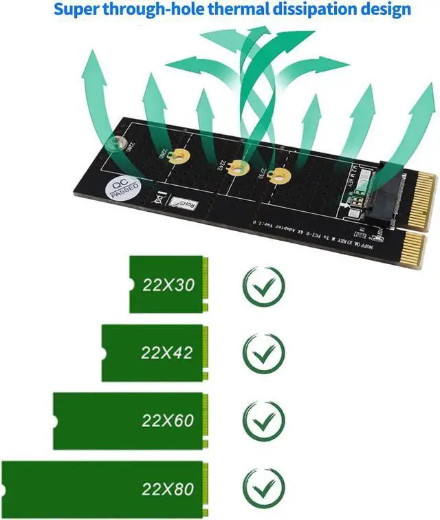Alt view image 4 of 6 - M.2 Key M NGFF SSD to PCI- E 4X Adapter Converter Card Vertical Installation with Heatsink CPU RGB Heatsink Heatsink Thermal Pad for M.2 (M Key) NVMe 2280 2260 2242 2230 (with Golden Heatsink)