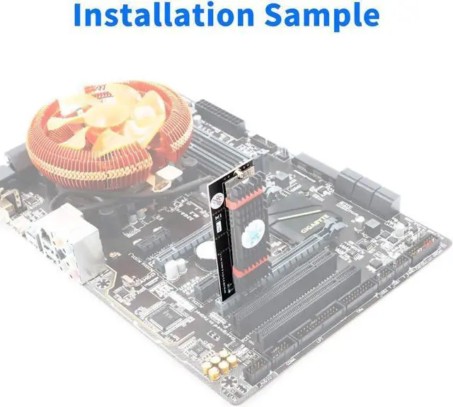 Alt view image 6 of 6 - M.2 Key M NGFF SSD to PCI- E 4X Adapter Converter Card Vertical Installation with Heatsink CPU RGB Heatsink Heatsink Thermal Pad for M.2 (M Key) NVMe 2280 2260 2242 2230 (with Yellow Heatsink)