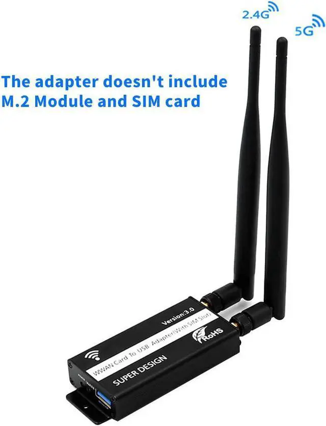 Alt view image 6 of 7 - NGFF(M.2) to USB Adapter USB Network Adapter Converter with Outer Case with SIM Card Slot for Socket 2 SSIC-Base WWAN