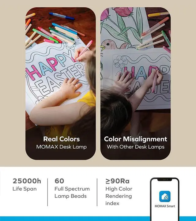 Alt view image 4 of 7 - MOMAX Smart LED Desk Lamp with Wireless Charger & Auto Locking Vertical Laptop Stand, Eye-Caring Auto-Dimming Lamp with Light Sensor, Voice & APP Control, USB Port, for Home Office, Reading, Studying