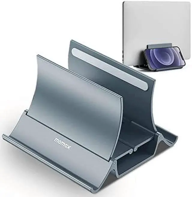 Alt view image 2 of 7 - MOMAX Vertical Laptop Stand Holder with Multi USB C Fast Charging Cable, Gravity Auto Locking Holder Storage Dock and 4 in 1 USB C/USB A to USB C/Micro USB PD 60W Cable