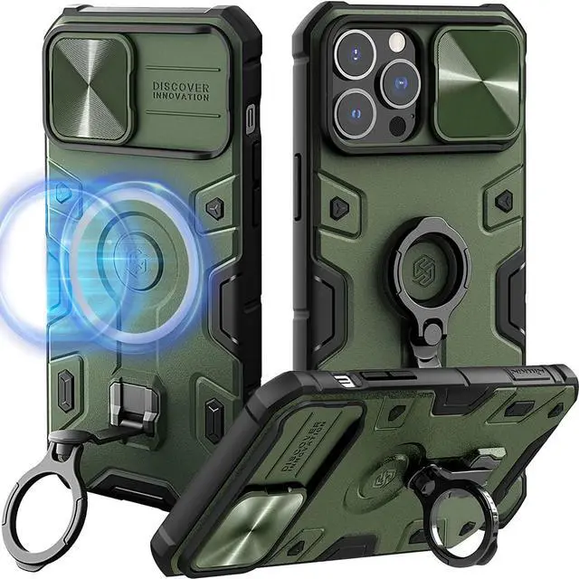 Main image of [2022 Upgraded] Nillkin iPhone 13 Pro Max Case [Compatible with MagSafe] [Slide Camera Cover] [Multifunctional Kickstand] Heavy Duty Protection Armor Case for iPhone 13 Pro Max 6.7'' Green