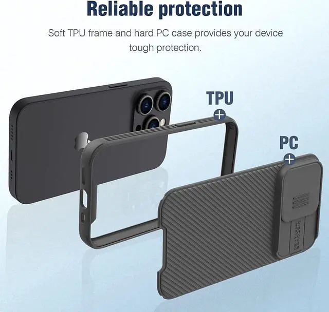 Alt view image 6 of 7 - Nillkin for iPhone 14 Pro Max Case with Slide Camera Cover [Lens Protection] CamShield Pro Anti-Scratch & Shockproof Protective Phone Case for iPhone 14 Pro Max 6.7 inch - Black