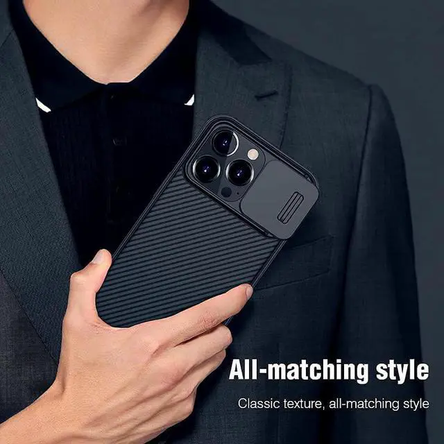 Alt view image 2 of 7 - Nillkin iPhone 13 Pro Case with Camera Cover, CamShield Pro Case with Slide Camera Lens Protection, TPU Frame & PC Back Shockproof Cover 6.1 inch 2021 - Black