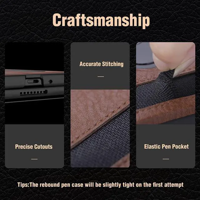Alt view image 6 of 7 - ErHu for Samsung Galaxy Z Fold 3 Case [Kickstand] [S-Pen Pocket Design] Luxury Leather Shockproof Full Protective Cover for Galaxy Z Fold 3 5G 2021 Brown