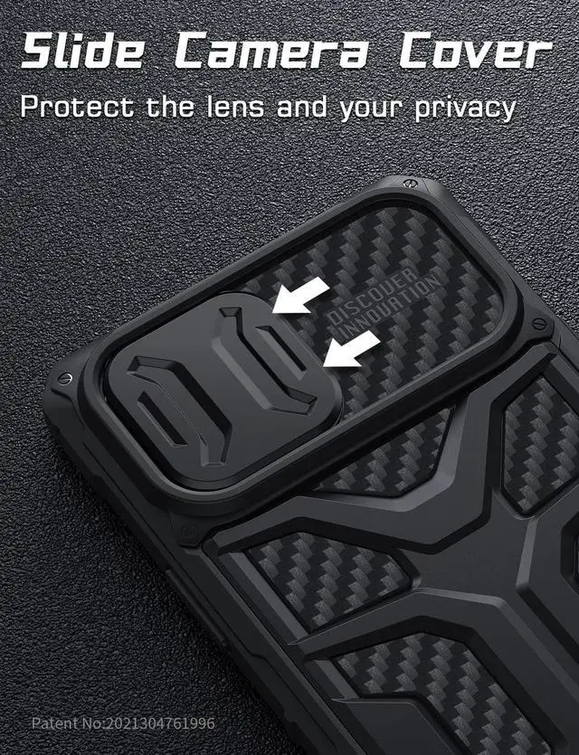 Alt view image 3 of 7 - Nillkin for iPhone 13 Pro Max Case with Built-in Camera Cover Protection, Armor Style Military Grade Shockproof Protective Case for iPhone 13 Pro Max 6.7 Inch, Black Army Style