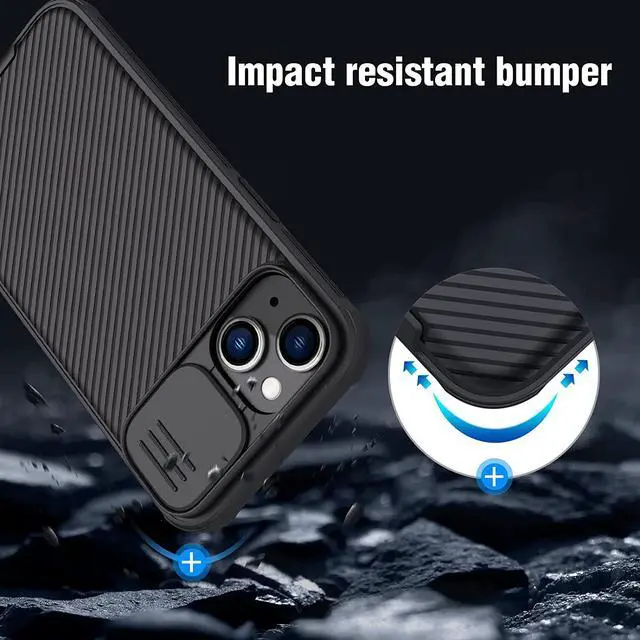 Alt view image 5 of 7 - Nillkin for iPhone 14 Plus Case with Slide Camera Cover [Lens Plustection] CamShield Plus Anti-Scratch & ShockPlusof Plustective Phone Case for iPhone 14 Plus 6.7 inch - Black