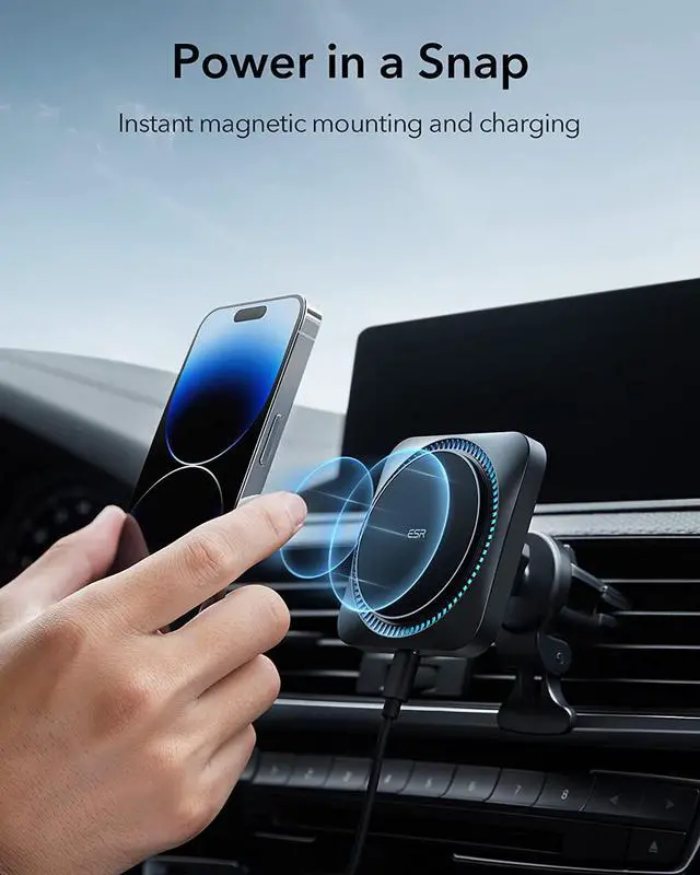 Alt view image 4 of 7 - ESR for 15W MagSafe Car Mount Charger - CryoBoost Phone Cooling Faster Charging with 36W Dual USB-A Cigarette Lighter, Air Vent/Dashboard Magnetic Wireless Car Charger for iPhone 16 15 14 13 12, S25