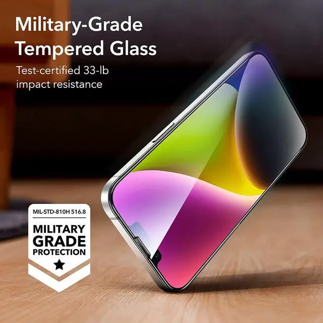 Alt view image 3 of 7 - ESR for iPhone 14 / 13 / 13 Pro Screen Protector, Easy Installation Frame, Military-Grade Protection, Ultra ToughScratch Resistant, Tempered-Glass Screen Protector for iPhone 14 / 13 / 13 Pro, 3 Pack