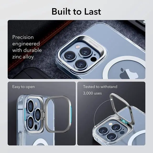 Alt view image 5 of 7 - for iPhone 13 Pro Max Case, Compatible with MagSafe, Built-in Camera Ring Stand, Military-Grade Protection, Magnetic Phone Case for iPhone 13 Pro Max, Classic Kickstand Case (HaloLock), Clear