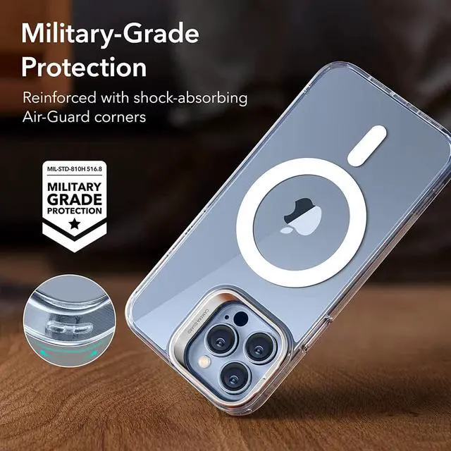 Alt view image 6 of 7 - for iPhone 13 Pro Max Case, Compatible with MagSafe, Built-in Camera Ring Stand, Military-Grade Protection, Magnetic Phone Case for iPhone 13 Pro Max, Classic Kickstand Case (HaloLock), Clear