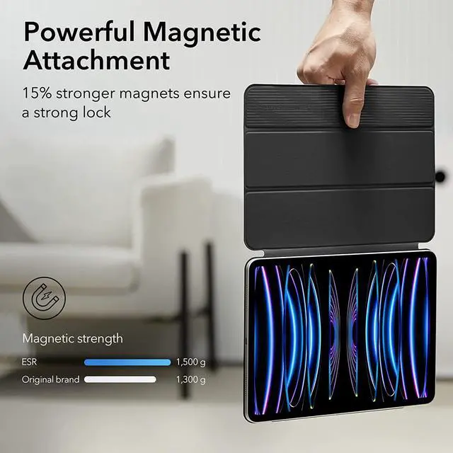 Alt view image 3 of 7 - ESR for iPad Pro 11 Inch Case, iPad 11 Pro Case (2022/2021/2020, 4th/3rd/2nd Generation), Convenient Magnetic Attachment, 2-Way Stand, Full Pencil 2 Support, Rebound Magnetic Case, Black