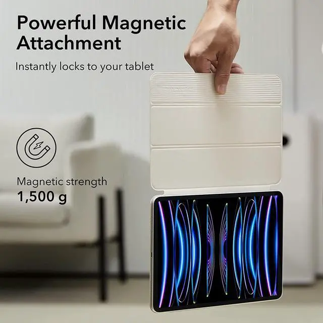 Alt view image 3 of 7 - ESR for iPad Pro 11 Inch Case, iPad 11 Pro Case (2022/2021/2020, 4th/3rd/2nd Generation), Convenient Magnetic Attachment, 2-Way Stand, Full Pencil 2 Support, Rebound Magnetic Case, Brilliant White