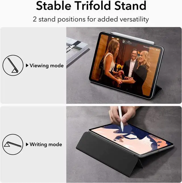 Alt view image 4 of 7 - ESR for iPad Pro 11 Inch Case, iPad 11 Pro Case (2022/2021/2020, 4th/3rd/2nd Generation), Convenient Magnetic Attachment, 2-Way Stand, Full Pencil 2 Support, Rebound Magnetic Case, Durable Black