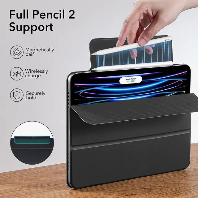 Alt view image 6 of 7 - ESR for iPad Pro 11 Inch Case, iPad 11 Pro Case (2022/2021/2020, 4th/3rd/2nd Generation), Convenient Magnetic Attachment, 2-Way Stand, Full Pencil 2 Support, Rebound Magnetic Case, Durable Black