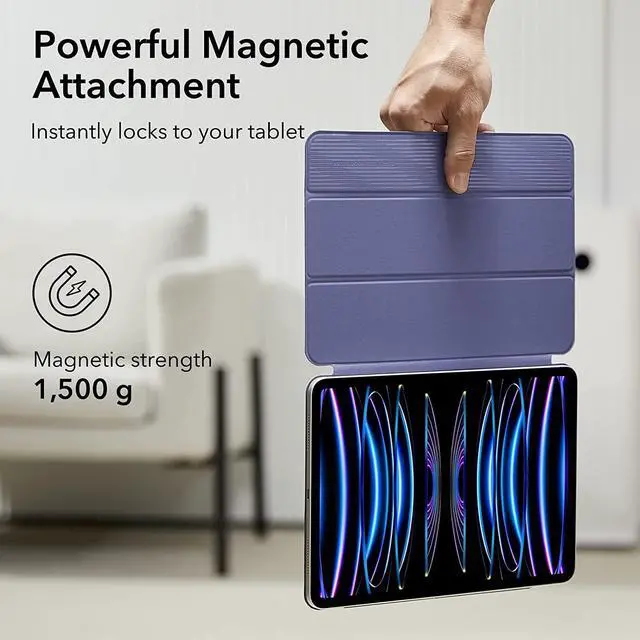 Alt view image 3 of 7 - ESR for iPad Pro 11 Inch Case, iPad 11 Pro Case (2022/2021/2020, 4th/3rd/2nd Generation), Convenient Magnetic Attachment, 2-Way Stand, Full Pencil 2 Support, Rebound Magnetic Case, Lavender