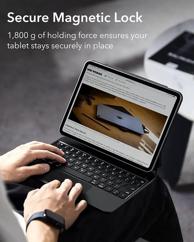 Alt view image 6 of 7 - ESR iPad Keyboard 10th Generation, Magic case for Generation (2022), Case with Floating Cantilever Stand, Springy Backlit Keys, Multi-Touch Trackpad, Charcoal Grey