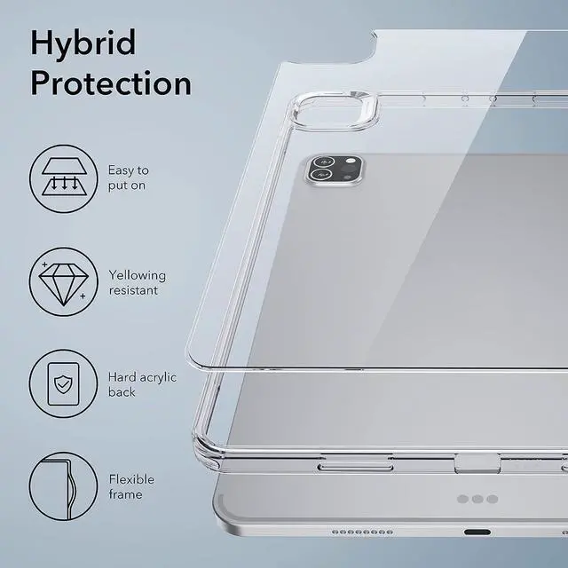 Alt view image 5 of 7 - ESR for iPad Pro 12.9 Case, 12.9 inch iPad Pro case (2022/2021, 6th/5th Generation), Thin and Lightweight, Yellowing Resistant, Hard Back, Supports Pencil 2, Classic Series, Clear