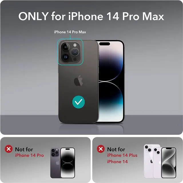 Alt view image 2 of 7 - ESR for iPhone 14 Pro Max Case with Stand, Compatible with MagSafe, Full-Body Military-Grade Drop Proof Case with Built-in 9H+ Tempered Glass Screen Protector, Armor Series, Clear Black