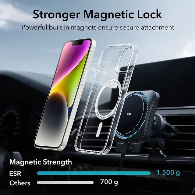 Alt view image 4 of 7 - Case for iPhone 14/iPhone 13 Compatible with MagSafe Classic Hybrid Magnetic Mobile Phone Case iPhone 14/13 Case Military Standard Drop Protection Scratch-Resistant Back Clear