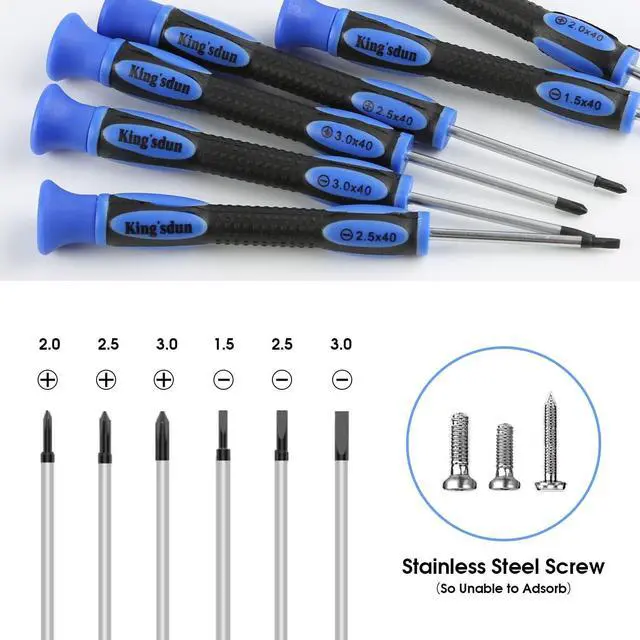 Alt view image 4 of 7 - Kingsdun Eyeglass Repair Kits, Eye Glasses Repairing Set with Precision Phillips Flat Head Screwdriver & 1200PCS Screws, Curved Tweezers for Sunglasses, Spectacles & Watch Clock