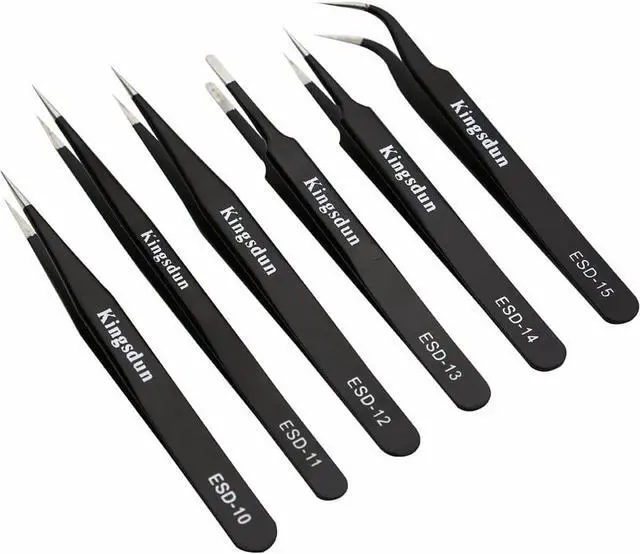 Alt view image 2 of 7 - Kingsdun 8pcs Pointed Precision Tweezers Set Professional Anti-Static Long Tweezer Kit for Electronic Repairing,Soldering & Crafting