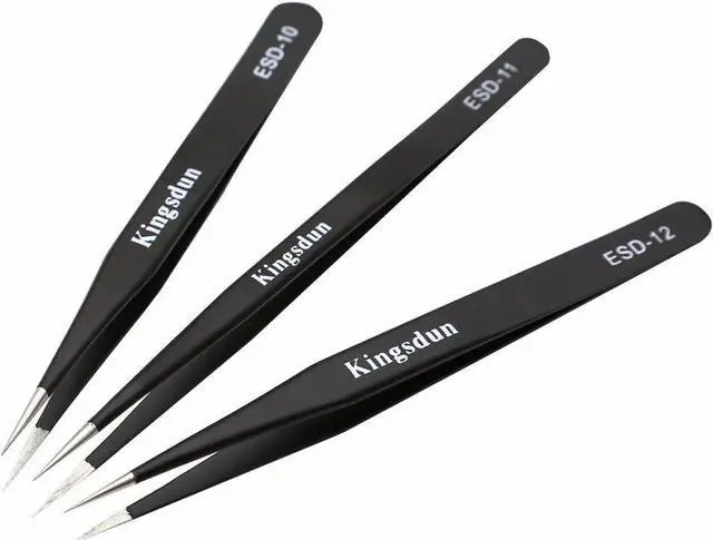 Alt view image 4 of 7 - Kingsdun 8pcs Pointed Precision Tweezers Set Professional Anti-Static Long Tweezer Kit for Electronic Repairing,Soldering & Crafting