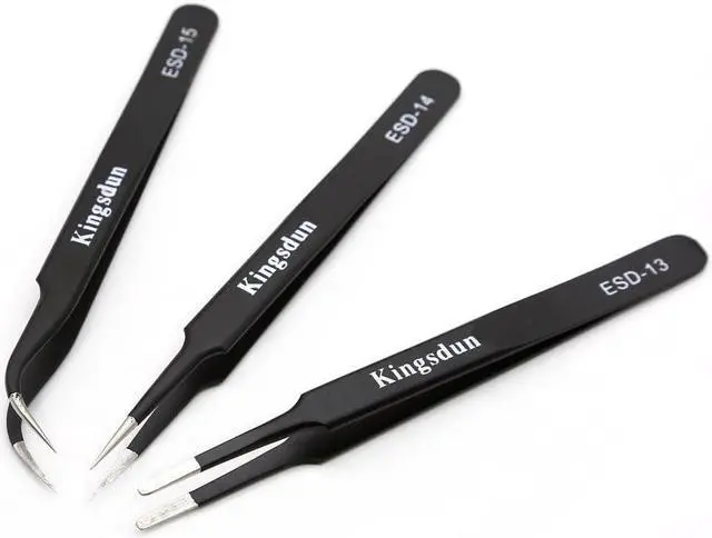 Alt view image 5 of 7 - Kingsdun 8pcs Pointed Precision Tweezers Set Professional Anti-Static Long Tweezer Kit for Electronic Repairing,Soldering & Crafting