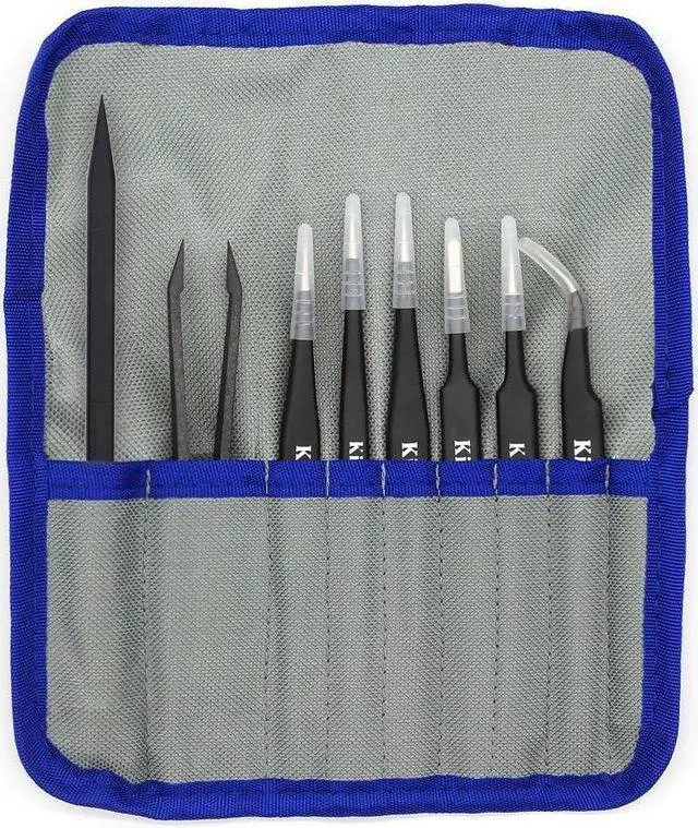 Alt view image 7 of 7 - Kingsdun 8pcs Pointed Precision Tweezers Set Professional Anti-Static Long Tweezer Kit for Electronic Repairing,Soldering & Crafting