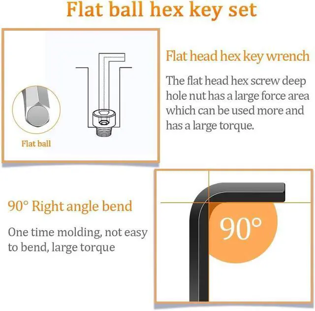 Alt view image 4 of 7 - Kingsdun 30 Pcs Hex Key Set Metric/Imperial Short/Long Arm | SAE 0.028-3/8 inch | Metric 0.7-10 mm | Steel Allen Wrench Key for Furniture Assembly Bike Maintenance Disassemble Install Cars