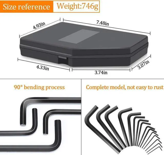 Alt view image 7 of 7 - Kingsdun 30 Pcs Hex Key Set Metric/Imperial Short/Long Arm | SAE 0.028-3/8 inch | Metric 0.7-10 mm | Steel Allen Wrench Key for Furniture Assembly Bike Maintenance Disassemble Install Cars