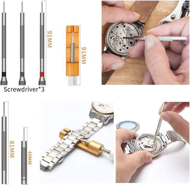 Alt view image 4 of 7 - Kingsdun Watch Repair Kit, Upgraded Version Watch Band Strap Link Pins Battery Remover Replacement Adjustment Repair Tools Kits with Carrying Case & Manual (168PCS)