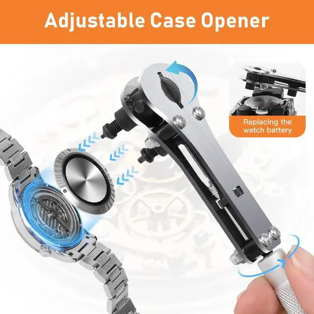 Alt view image 3 of 7 - Kingsdun Watch Repair Kit, Upgraded Version Watch Band Strap Link Pins Battery Remover Replacement Adjustment Repair Tools Kits with Carrying Case & Manual (168PCS)