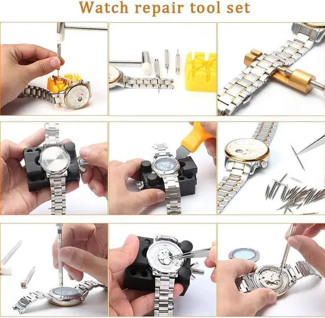 Alt view image 6 of 7 - Kingsdun Watch Repair Kit, Upgraded Version Watch Band Strap Link Pins Battery Remover Replacement Adjustment Repair Tools Kits with Carrying Case & Manual (168PCS)
