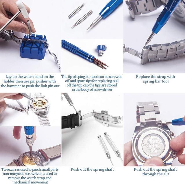 Alt view image 5 of 7 - Kingsdun Watch Repair Kit, Professional 208Pcs Watch Battery Replacement Tool Watchband Link & Back Remover, Spring Bar Tool Kit with Carrying Case & Instruction Manual