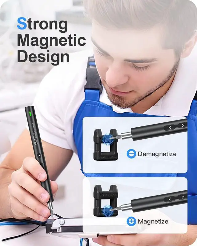 Alt view image 7 of 7 - Kingsdun Precision Electric Screwdriver, Power Screwdriver Set with Magnetic Bits, Rechargeable Repair Tool Kit for Camera Conputers Laptops Toys (28 - Black)