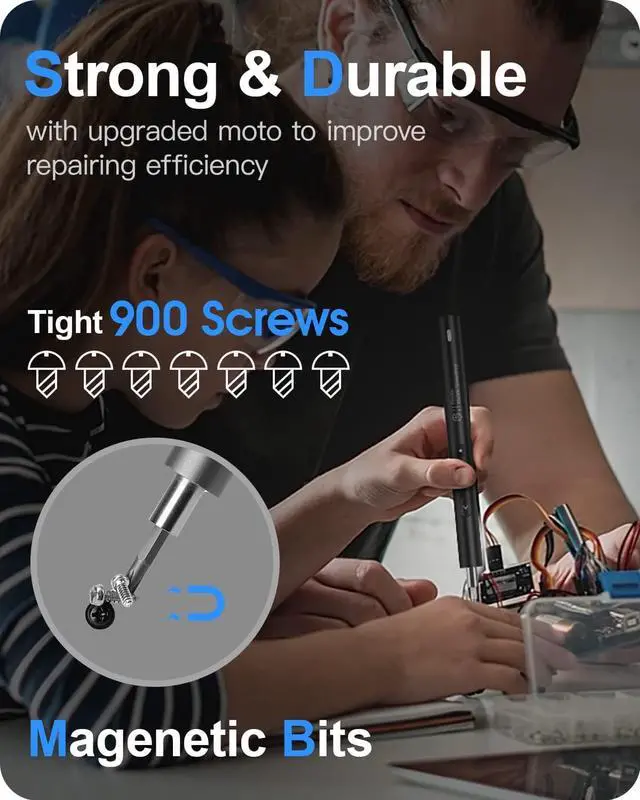 Alt view image 5 of 7 - Kingsdun Precision Electric Screwdriver, Power Screwdriver Set with Magnetic Bits, Rechargeable Repair Tool Kit for Camera Conputers Laptops Toys (28 - Black)