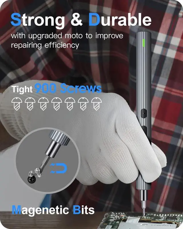 Alt view image 6 of 7 - Kingsdun Precision Electric Screwdriver, Cordless Power Screwdriver Set with 30 Magnetic Bits, Electrical Screwdriver Rechargeable Repair Tool Kit for Watch Camera Drone Laptops Toys (36)